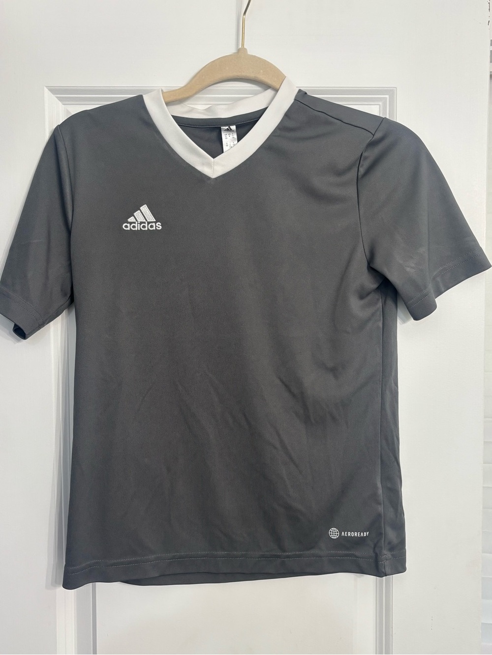 Boys Adidas Gray Aeroready V-Neck Performance Shirt